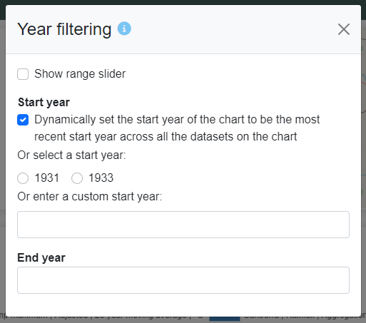 Year filtering information